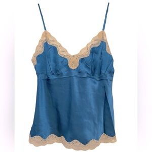 🆕 Silk Lace Camisole in Sapphire Blue - L